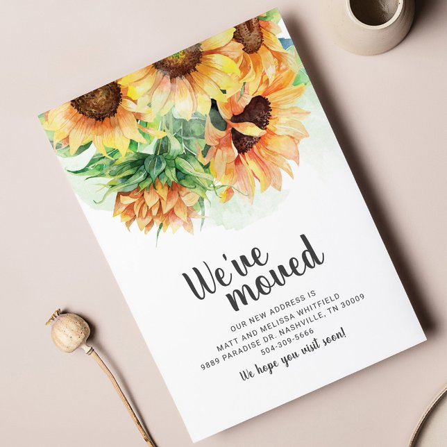 Postal De Anuncios Nos Mudamos Sunflower Blush Mudanza (Floral Greenery Moving Announcement Postcard)