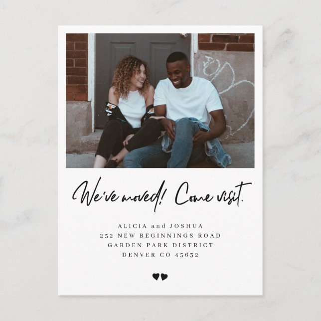 Postal De Anuncios Nos mudamos ven a visitar foto moderna en movimien (Anverso)