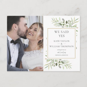 Postal De Anuncios Nosotros Dijimos Sí Verde Huida Fotografía Boda