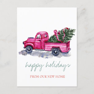 Postal De Anuncios Nosotros hemos movido Camión Rosa Árboles de Pino,