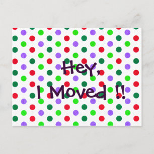 Postal De Anuncios Notificaciones de nuevo hogar Polka Dot Fun