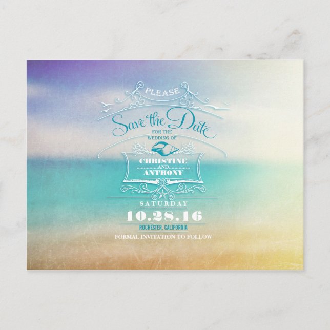 Postal De Anuncios Novedades de bodas en la playa ahorran las postale (Anverso)