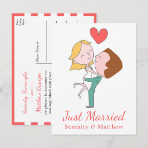 Postal De Anuncios Novia Caprichosa Novio Caricatura Boda Recién Casa