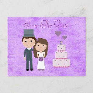 Postal De Anuncios Novia del dibujo animado, novio y reserva lindos