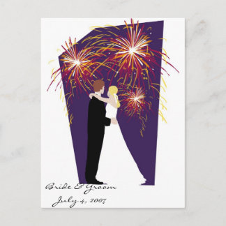 Postal De Anuncios Novia y Novio Ahorran Fecha - Bodas del 4 de Julio