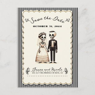 Postal De Anuncios Novia y Novio Esqueleto de Dibujos Animados Fecha