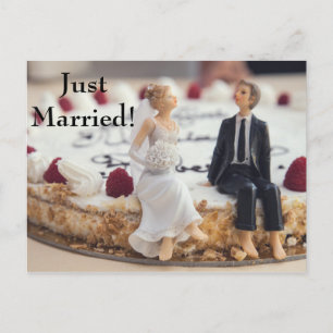 Postal De Anuncios Novia y Novio Lindos en Torta Blanca