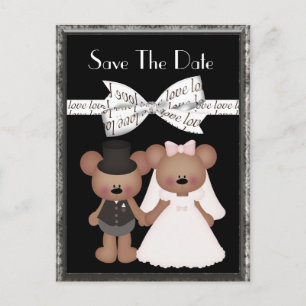 Postal De Anuncios Novia y Novio Ositos de Peluche Casándose