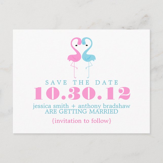 Postal De Anuncios Novios Flamencos Boda Save the Date (Anverso)