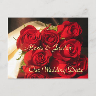 Postal De Anuncios "Nuestra fecha Boda" - Red Rose Bouquet