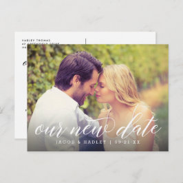 Postal De Anuncios Nuestra nueva cita Boda de caligrafía moderna