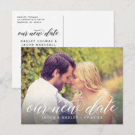Postal De Anuncios Nuestra nueva cita Boda de caligrafía moderna