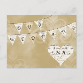 Postal De Anuncios NUESTRO BODA Vintage Bunting French Save the Date