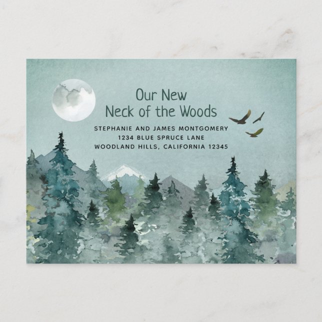 Postal De Anuncios Nuestro nuevo cuello de los bosques en movimiento (Anverso)