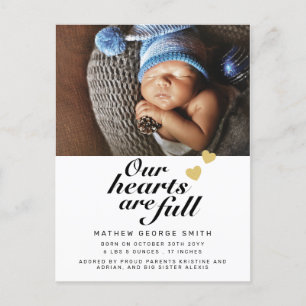 Postal De Anuncios Nuestros Corazones Están Llenos Modern 1 Foto Naci