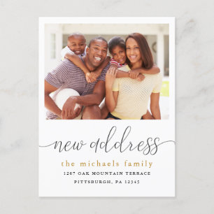 Postal De Anuncios Nueva caligrafía de dirección Foto Cambio de direc