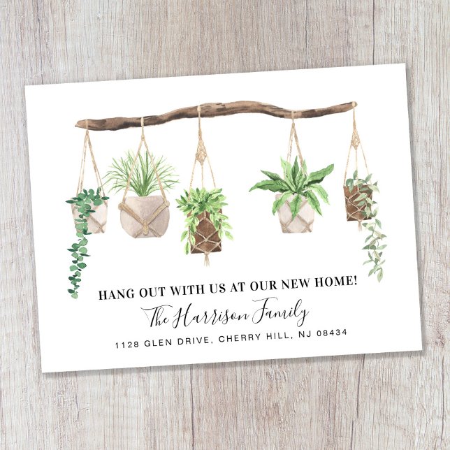 Postal De Anuncios Nueva casa boho plantas acuarela familia mudanza (Subido por el creador)