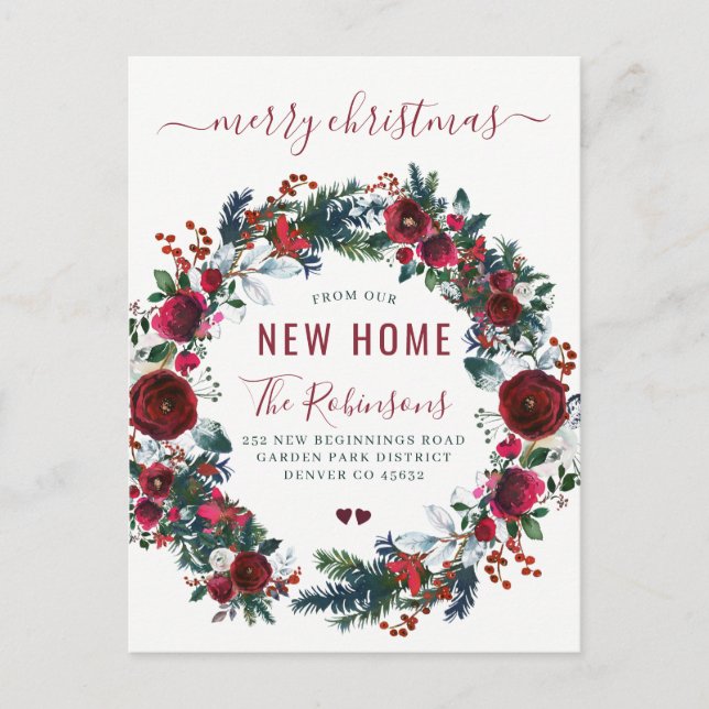 Postal De Anuncios Nueva casa Feliz Navidad fiesta de mudanza (Anverso)