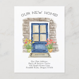 Postal De Anuncios Nueva Casa - Lindo Nuevo Dirección Acuarela Puerta
