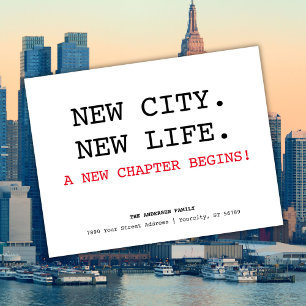 Postal De Anuncios Nueva Ciudad Nueva Vida Minimalista y Audaz para M