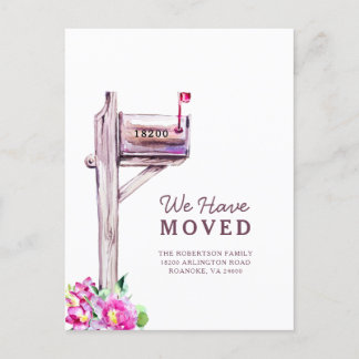 Postal De Anuncios Nueva dirección acuarela Buzón de correo Invitació