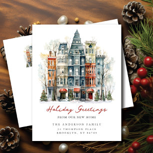 Postal De Anuncios Nueva dirección Brownstone de la ciudad de Nueva Y