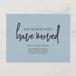 Postal De Anuncios Nueva dirección caligrafía moderna Dusty Blue Movi