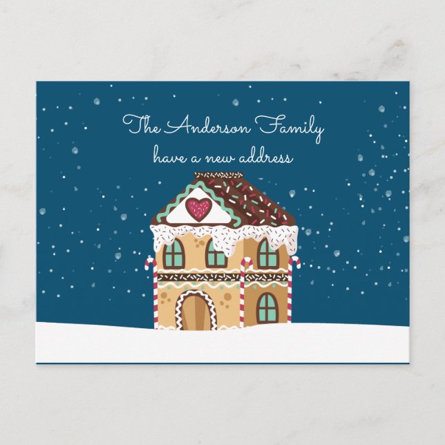 Postal De Anuncios Nueva dirección de casa Navidad de invierno Nos he (Anverso)
