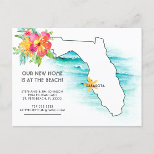 Postal De Anuncios Nueva dirección de la casa de playa en Florida