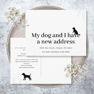 Postal De Anuncios Nueva Dirección de Mascota de Perro Moderno Me He 