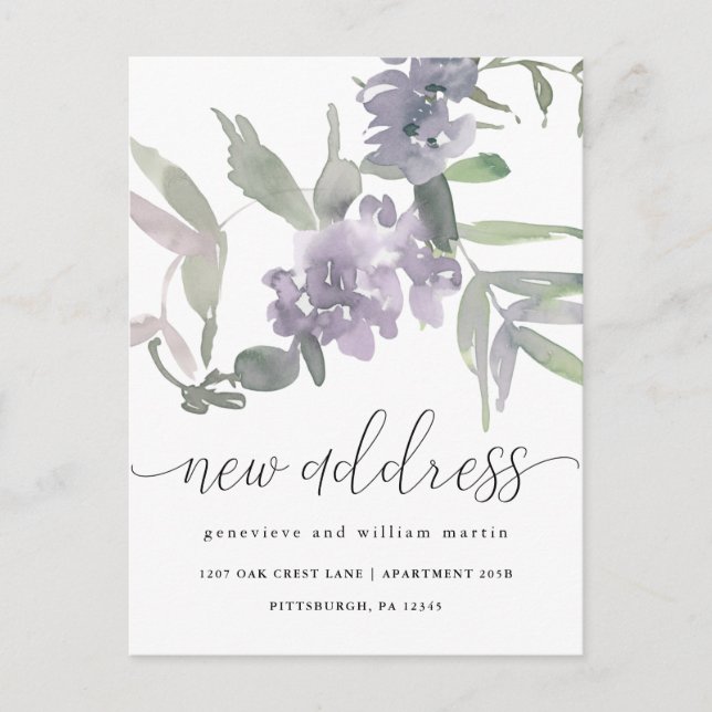 Postal De Anuncios Nueva dirección Delicada Cambio Floral de direcció (Anverso)