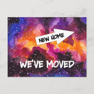 Postal De Anuncios Nueva dirección divertida en movimiento del espaci