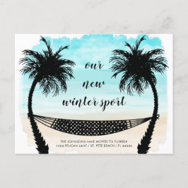 Postal De Anuncios Nueva dirección divertida Florida Beach Palm Trees