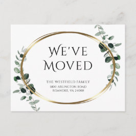 Postal De Anuncios Nueva dirección Eucalyptus Gold Metallic Moving