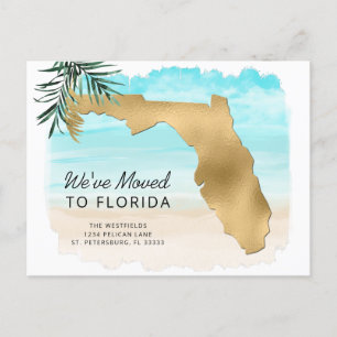Postal De Anuncios Nueva dirección Florida Map Beach Scene Moving