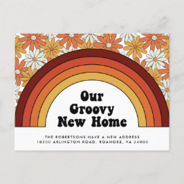 Postal De Anuncios Nueva dirección Groovy Home Rainbow Retro