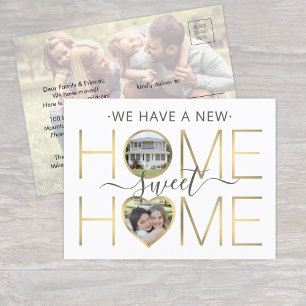 Postal De Anuncios Nueva dirección Hogar Sweet Home White & Gold 3 Ph