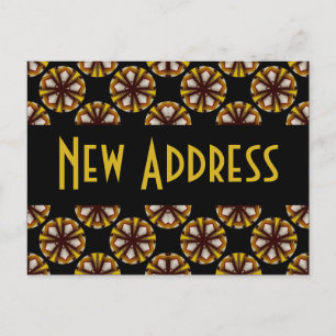 Postal De Anuncios Nueva dirección marrón y amarilla