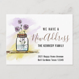 Postal De Anuncios Nueva dirección moderna Aguaflores Acuarela para m