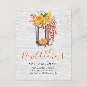 Postal De Anuncios Nueva dirección que hemos movido calabaza floral