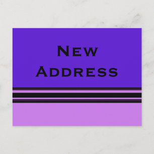 Postal De Anuncios Nueva dirección rayas moradas y negras