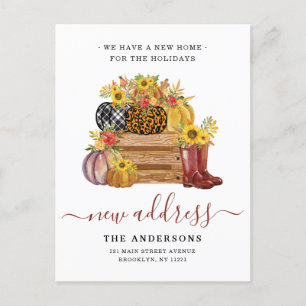 Postal De Anuncios Nueva dirección residencial Calabazas Florales Gir