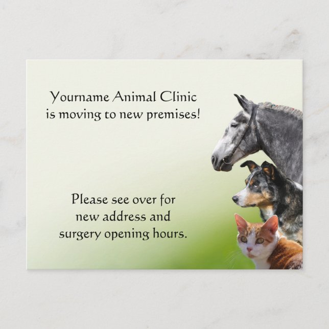 Postal De Anuncios Nueva dirección veterinaria (Anverso)