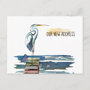 Postal De Anuncios Nueva dirección Waterfront Great Blue Heron Moving