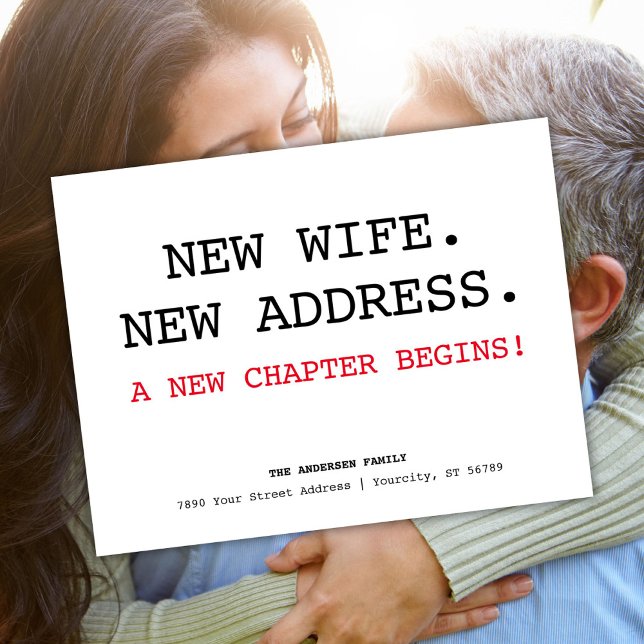 Postal De Anuncios Nueva esposa dirección simple movimiento Minimalis (New Wife Address Simple Minimalist Moving Announcement Postcard)