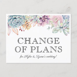 Postal De Anuncios Nueva Fecha de Boda Floral Suculenta