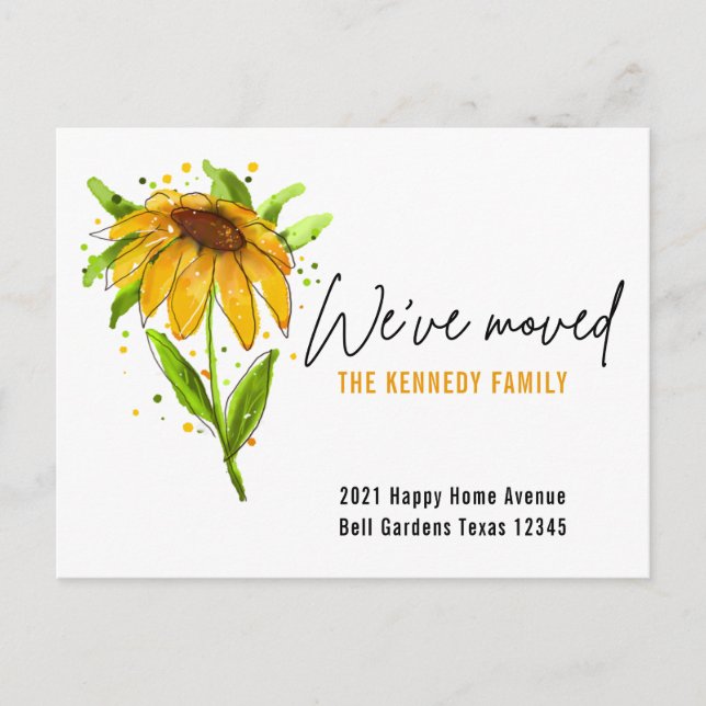 Postal De Anuncios Nueva floral acuática amarilla en casa que hemos m (Anverso)