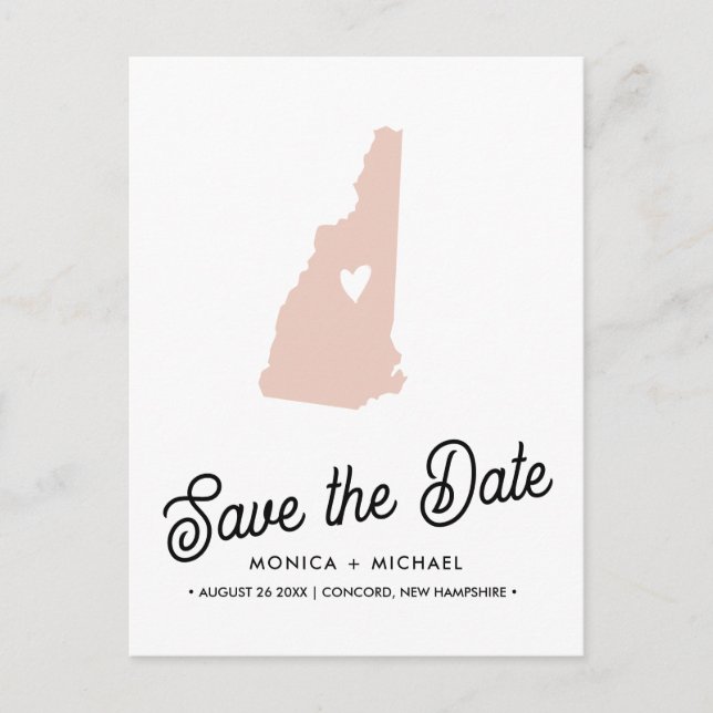 Postal De Anuncios NUEVA HAMPSHIRE Estado Boda de destino CUALQUIER C (Anverso)