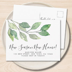 Postal De Anuncios Nueva Temporada Nuevo Hogar Acuarela Vegetación Mu