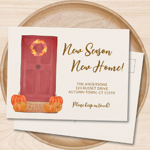 Postal De Anuncios Nueva Temporada Nuevo Hogar Calabaza Puerta Otoño